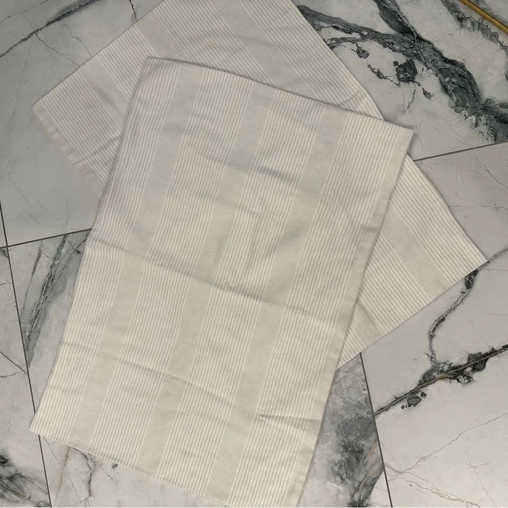 BOLL & BRANCH | cream / oak fine line striped FLANNEL standard pillow covers - Picture 10 of 14